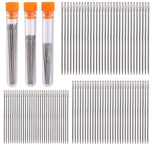 90 PCS Nähnadeln mit großen Ösen, Handnähnadeln, Nähnadeln mit großen Ösen und einer 3,3-Zoll-Plastikflasche zum Nähen und Basteln, Stricken, Weben