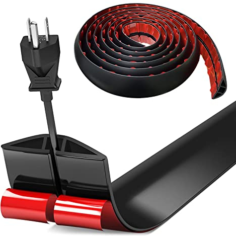 Flexible Small Cable Duct, 3 Metres, Self-Adhesive Base Cable Bridge, Flexible Cable Cover, Cable Protection, Cable Duct, Easy to Cut, Assembly for All Power Cords, Home, School, Warehouse (Black)