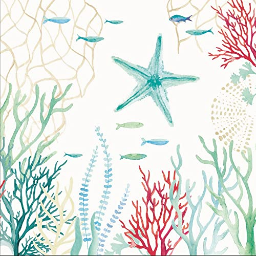20 Servietten Unterwasserszene | Seestern | Fische | Korallen | Meer | Ozean | Sommer | Tischdeko | Decoupage | Serviettentechnik 33x33cm