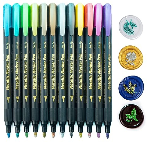 Wachs Siegel Stift,Tomgenrine 12PCS Farbe Stift zum Dekorieren von Wachssiegeln, Wachsperlen oder -streifen oder zum Erstellen von Grußkarten, Hochzeits- und Partyeinladungen.