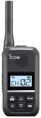 ICOM - Transceptor miniatura analógico PMR446 - 16 canales - Resistente al agua IP54 - 21 horas de autonomía - Negro