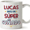 MUGFFINS Tazas Personalizadas para CUÑADO - En Español - Eres Súper - 11 oz / 330 ml - Regalo personalizable original y divertido