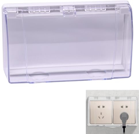 Tapa de enchufe para interruptor, caja de enchufes, enchufes exteriores, impermeable, autoadhesiva, 86 tipos de tapas de enchufe, diseño de ancho adicional, para baño, hogar, exterior, color blanco