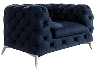 S-Style Möbel Maria Sessel Stuhl Wohnzimmer Chesterfield Loungesessel Clubsessel Polstersessel Cocktailsessel Wartezimmer Einzelsessel Möbel Sofa Sessel & Stühle Lounge Dunkelblau 125x100x73 cm