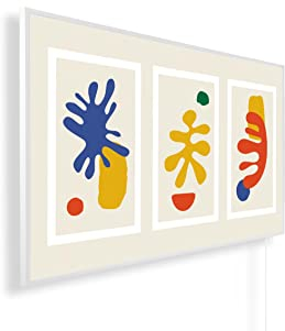 Könighaus Infrarotheizung – Kinderzimmer Edition – TÜV SÜD - 1200 Watt + Könighaus Thermostat - Weißer Rahmen (Motiv: 06. Kritzelei)