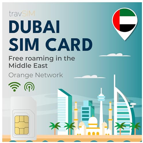travSIM Tarjeta SIM Dubai | Red Orange | 10 GB de Datos móviles | Itinerancia Gratuita en más de 6 países de Oriente Medio | El Plan de la Tarjeta SIM Prepago Dubai es válido Durante 14 días.
