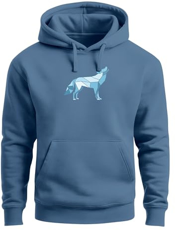 Neverless® Hoodie Herren Geometrie Polygon Tiere Print Aufdruck Wolf Motiv Kapuzen-Pullover Männer Fashion Streetstyle