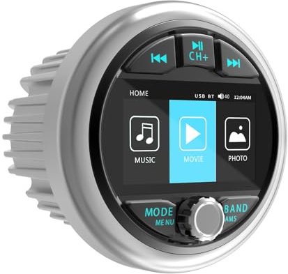 Ricevitore radio Bluetooth Marine Gauge, impermeabile, stereo per barca, lettore MP5 digitale, USB, AM FM, sintonizzatore 4 x 50 Watt, sistema audio per ATV UTV
