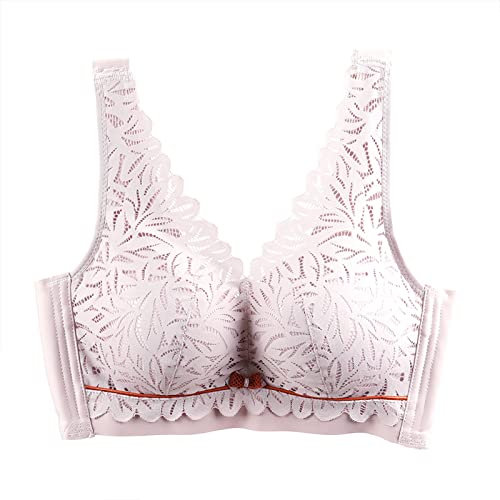 Womens Modern Cotton-Bralette, Ladies Seamless Wire Free Bras Sexy V-Neck Lace Bralette Push Up Full Coverage Lingerie Brassiere Soft Cup Comfort Underwear Bra Sale