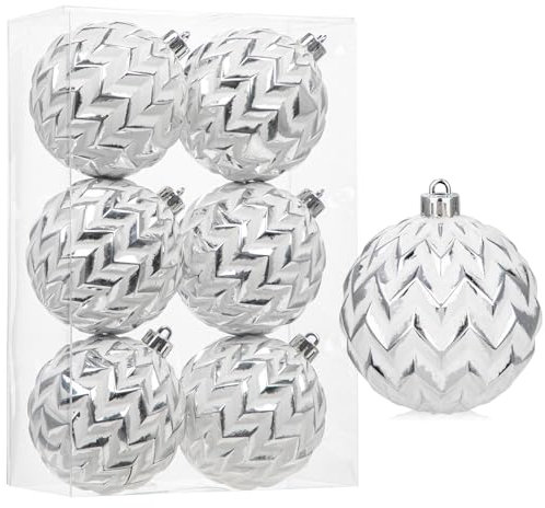 Set di 6 palline di Natale decorative da 8 cm, in stile vintage, decorazione natalizia, set per albero di Natale, festa di Natale