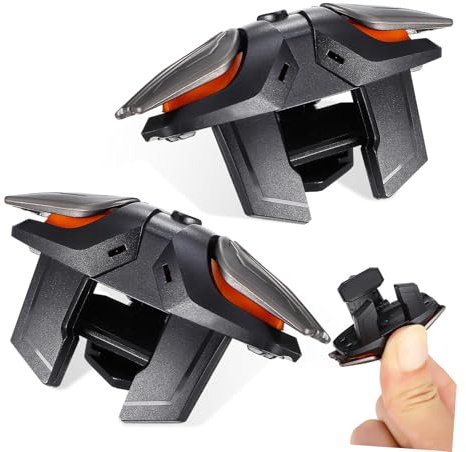 Spielcontroller aus ABS Kunststoff und Handschuhen mit Triggern, Schwarz, 1 | Trigger Spiel für Smartphones, Mobiles Gaming Zubehör mit Ladekabel, Controller Zubehör