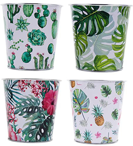 BESPORTBLE 4 Pz Secchiello in stampata vaso zincato vaso da fiori all'aperto arredamento d'epoca vaso per piante secchi per fiori in metallo arredamento da giardino 10cm