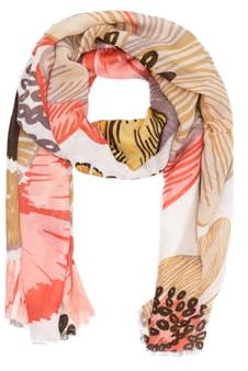 QUEEN HELENA Leichter Schal gemustert, weich, bunt, lässig, Damen, SC024-3, beige, Einheitsgröße