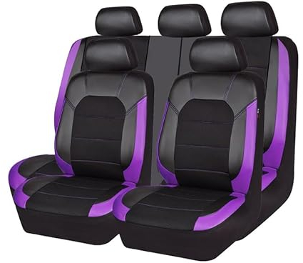 9 Stück Auto Sitzbezügesets für Mercedes-Benz Classe A A200 A180 W169 A160 A150 W169 A170 2000-2024, Leder Full Wrap Wasserdicht Atmungsaktiv Komfortabler Innenraum Schutzzubehör,Purple