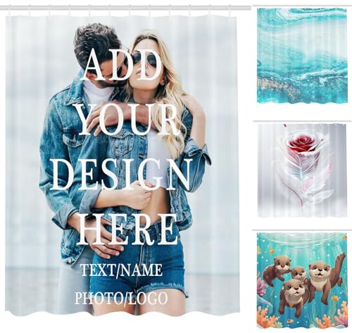 Fadaing Personalisierter Duschvorhang mit Foto&Name, wasserdicht 120x200cm | Standardgröße 120x200 cm, ideal zur Dekoration jedes Badezimmers