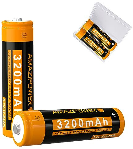 3.7Volt Rechargeable Battery Pack, 3200mAh, High Capacity, For Remote Control Car,LED headlight battery, remote control, Electronic Devices etc(2 Pack+Box) XJ (button top)