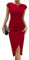 Missufe Abendkleider Partykleid Cocktailkleid Wickelkleid Sommerkleider Damen Elegant Bodycon Figurbetontes Midikleid (Rot, X-Large)
