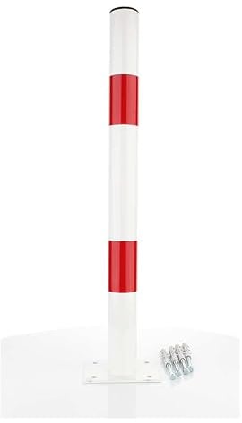 Parkpfosten Parkplatzsperre | Sperrpfosten klappbar |  SLUPEK STALY | Stahl | Robust Parkplatzbügel | Sperrbügel Parkplatz | Weiß/Rot