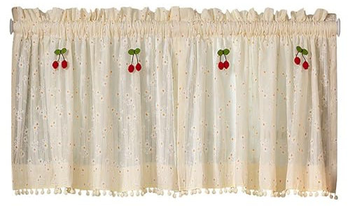 Kaverno Bistrogardine, Kurz Stoffvorhänge für die Modern Küchen, Beige Schiebevorhang Anwendbar auf Wohnwagen Schlafzimmer Kinderzimmer Kellerfenster Outdoor Außen Kellerfenster Fenster(140 * 70cm)