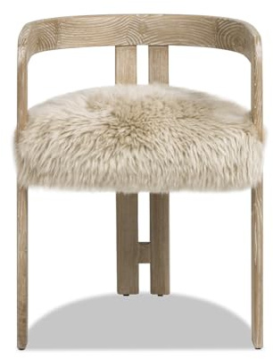 Jennifer Taylor Home Millwick 21 Low Back Genuine Fur Dining Chair, Natural Blonde Genuine Fur
