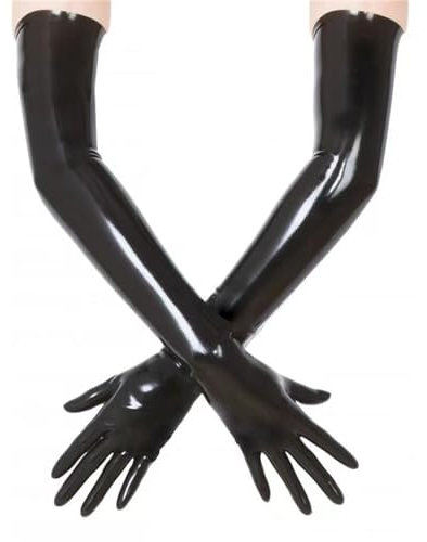 SMGZC Black Latex Long Gloves Natural Rubber Long Gloves for Women Men Cosplay Party Clubwear (L)