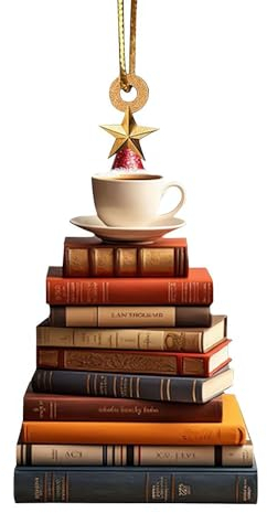 Weihnachtsbaumschmuck, Weihnachtsbaum-Form, Bücherregal-Anhänger, Acryl-Bücher, gestapelt, Ornament, Weihnachts-Bücherregal-Form, Heimdekoration, Weihnachtsschmuck für Andenken, Geschenkideen (D)