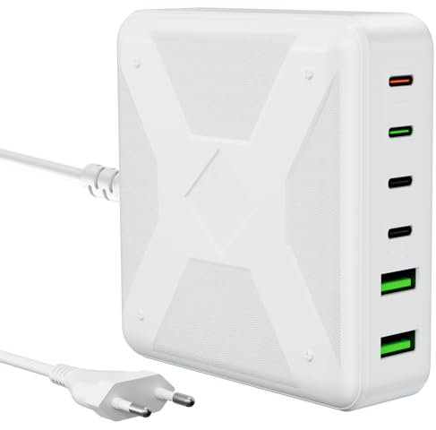 TKOQSMR USB C Ladegerät Mehrfach: 195W 6-Port Schnellladegerät mit USB-C und USB-A, USB c Netzteil für iPhone 16 15 14 Pro Max, MacBook, ipad and Smartp