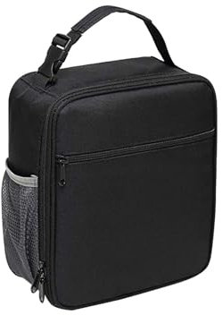AUTUUCKEE Insulated Lunch Bag, Lunch Box with Side Mesh Pocket Insulated Lunch Box Water-Resistant Boys Lunch Bag, Lunch Bag for Men, Women, Students Work Office School Picnic (Color:Black)