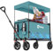 Sekey XXL Bollerwagen Faltbar Kinder 150L 150KG, Faltbarer Bollerwagen mit Dach Klappbarer Handwagen mit Sonnenschutz für Ausflug Strand Camping, Dach-S 4018, Grün