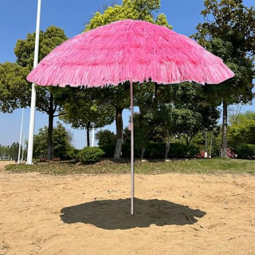XUQQU Parasol Hawaïen Rose Rouge, Parasol De Plage De 1,80 M, Parasol Tiki en Chaume, Parasol De Jardin, Parasol Extérieur pour Jardin, Terrasse, Plage, Cour