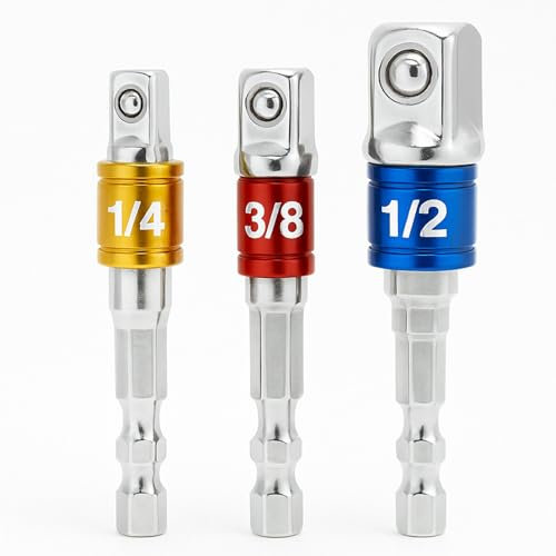3 PCS Adattatore per Bussola, 1/4, 1/2, 3/8, Adattatori Professionali per Trapani e Avvitatori, Robusti e Versatili per Fai da Te e Riparazioni
