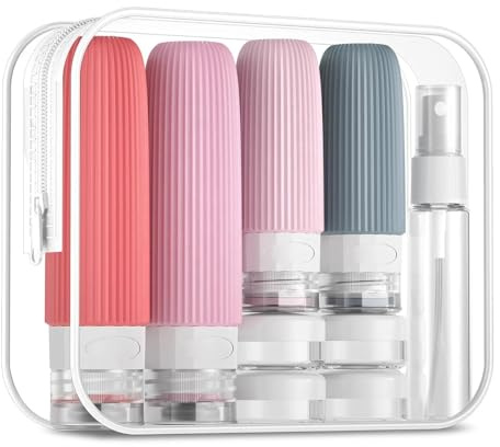 Juego de 16 Botellas de Viaje Silicona, Botes Viaje Rellenables 90ml y 60ml, Botes para Gel y champú, Botella Viaje Neceser a Pruebas de Fugas, Neceser Viaje Mujer