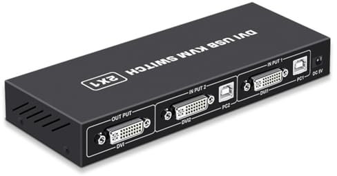 Gokelomg DVI KVM-Switch 2-en-1 4K Ordenador Compartir Teclado USB Ratón Monitor de impresión Pantalla conmutadora multifunción