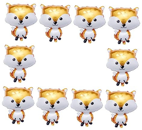 ERINGOGO 10 Stücke Fuchs Ballon Tier Und Eve Geburtstag Hängen Ballons Aluminium Film Braun