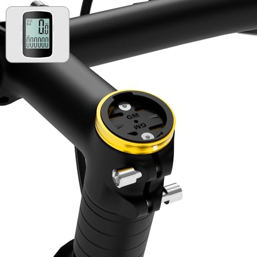 Bike Stem Top Cap Computer Mount für Garmin Edge Explore, leichte Aluminium-Legierung Fahrrad GPS Computer Halterungen, Combo kompatibel mit Bryton, Wahoo und CATEYE Gelb