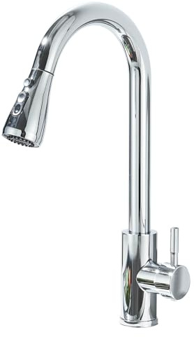 Kitchen Taps Mixer with Pull Out Spray Kitchen Sink Mixer Tap Faucet High Arch Pull Down Faucet Chrome Mixer Taps for Sinks