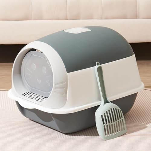 GardenSkill Covered Cat Litter Box with Lid & Scoop | Large Plastic Hooded Cat Toilet Tray with Door & Odour Control | Easy Clean, Non-Slip Base, Privacy for Indoor Cats