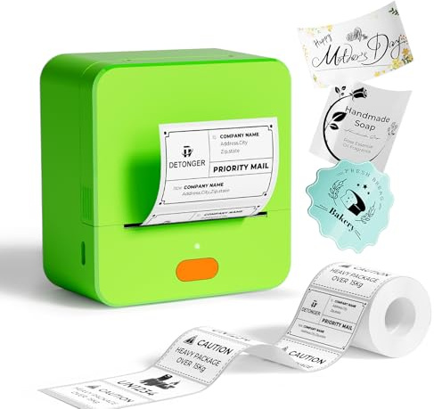 DETONGER Etikettendrucker mit Band P1 2-Zoll-Thermodrucker Tragbarer Bluetooth-Versandetikettendrucker Aufkleberdrucker Etikettendrucker Home Office Schule Geschäftliche