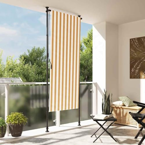 Owoxanthellate Seitenmarkise Orange Weiß 100×270 cm, Balkon-Sonnenschutz Stahl wetterfest, 225-275 cm, Terrasse Garten Café