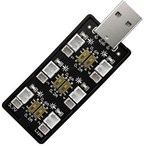 3.7V/4.2V Lipo Battery Charger, 6 Channel LiHV JST Charger, LED Indicators, Lipo Battery Charger with JST, JST-PH Connectors, Compatible for Whoop, Drone Lipo Charging, Suitable for 1S LiPo