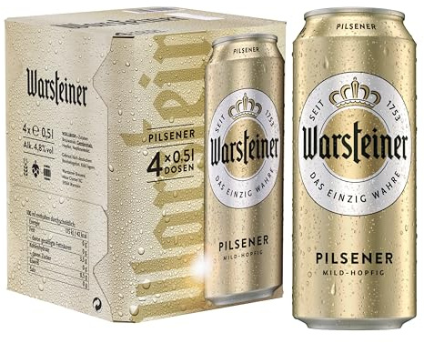 Warsteiner Premium Pilsener, mild süffiges Pils Bier, Dosenbier EINWEG (4 x 0.5 L) im praktischen 4er-Pack (Packung mit 12)