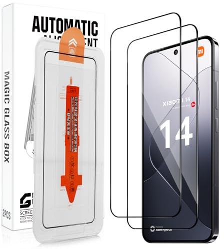 Vanrain Schutzfolie für Panzerglas für Xiaomi Mi 14, 2 Stück Auto-Installation Schutzglas, 9H Härte Displayschutzfolie HD Klar Anti-Kratze Bläschenfrei