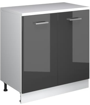 Vicco Erweiterungsschrank Rion, Anthrazit Hochglanz/Weiß, 80 x 46 cm ohne Schräge mit 2 Türen, kombinierbar mit Rion Dachschrägenschränken und Schrankmodulen
