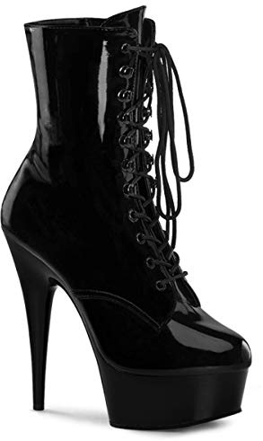 Pleaser Delight-1020, Damen Ungefüttert Classics Kurzschaft Stiefel & Stiefeletten, Schwarz (Schwarz (Blk Pat/Blk)), 40 EU