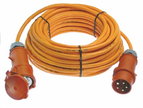 as - Schwabe Cavo di prolunga 25 m H07BQ-F 5G4 - Con spina per inversione di fase - 400V, 32A, 5-poli, 6h, 22kW - Prolunga Industriale - Prolunga CEE robusta per uso esterno - IP44, 59647