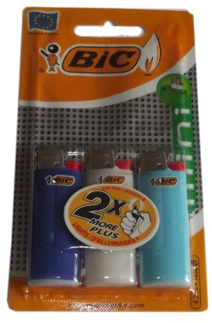 Lote de 3 mecheros de biC, mini color, dos veces más alcalinos.