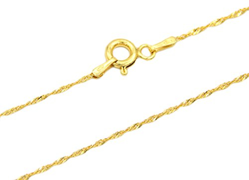 Singapurkette ECHT 925 Sterling Silber vergoldet 1,3mm breit 42cm lang Silberkette Halskette Kette Damen