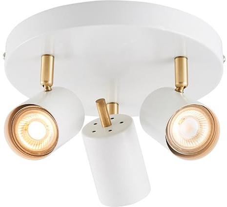 Betta Lighting Matt White & Satin Brushed Gold GU10 LED Ceiling Spotlight