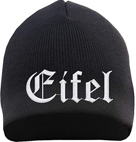 HB_Druck Eifel Beanie Mütze - Altdeutsch - Bestickt - Strickmütze Wintermütze Einheitsgröße Schwarz