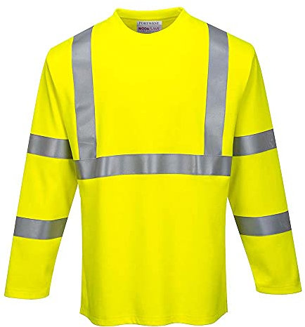 Portwest FR Hi-Vis Long Sleeve T-Shirt, Color: Yellow, Size: L, FR96YERL
